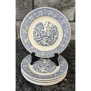 5 Homer Laughlin Stratwood Collection Shakespeare Country Blue Salad Plates